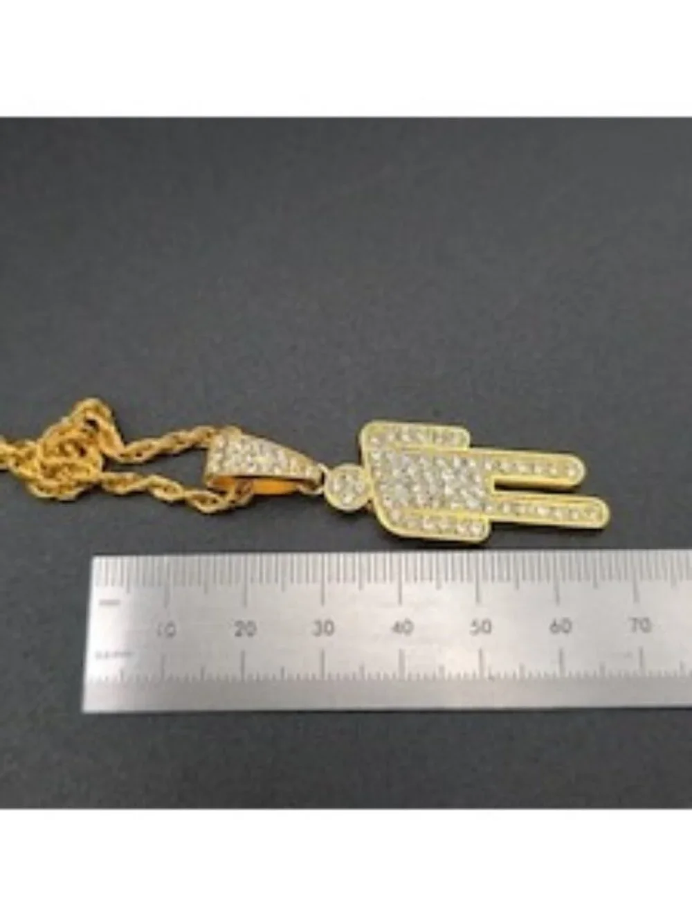 24 Inch Gold Plated Iced Out Gold Blohsh Pendant Necklace A8286